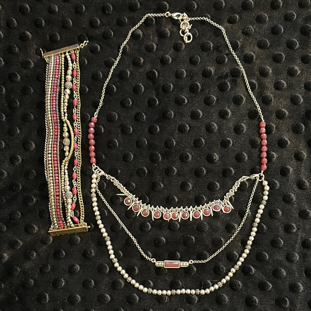 Lucky Brand Boho Chic Beaded Necklace and Bracelet Set